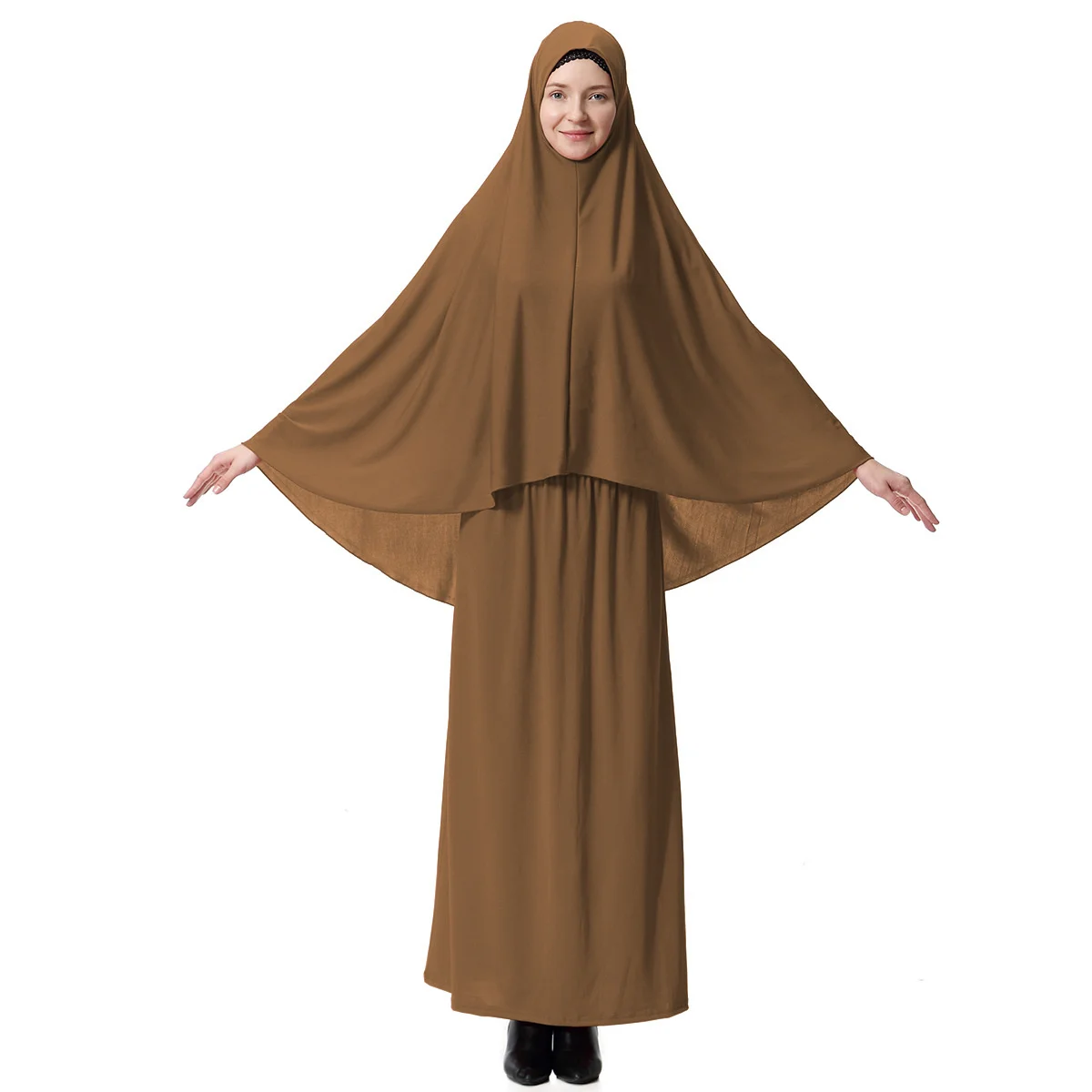 Ramadan Muslim Prayer Garment 2 Piece Set Women Khimar Abaya Long Hijab Skirt Full Cover Islam Clothes Burka Niqab Jilbab Dress