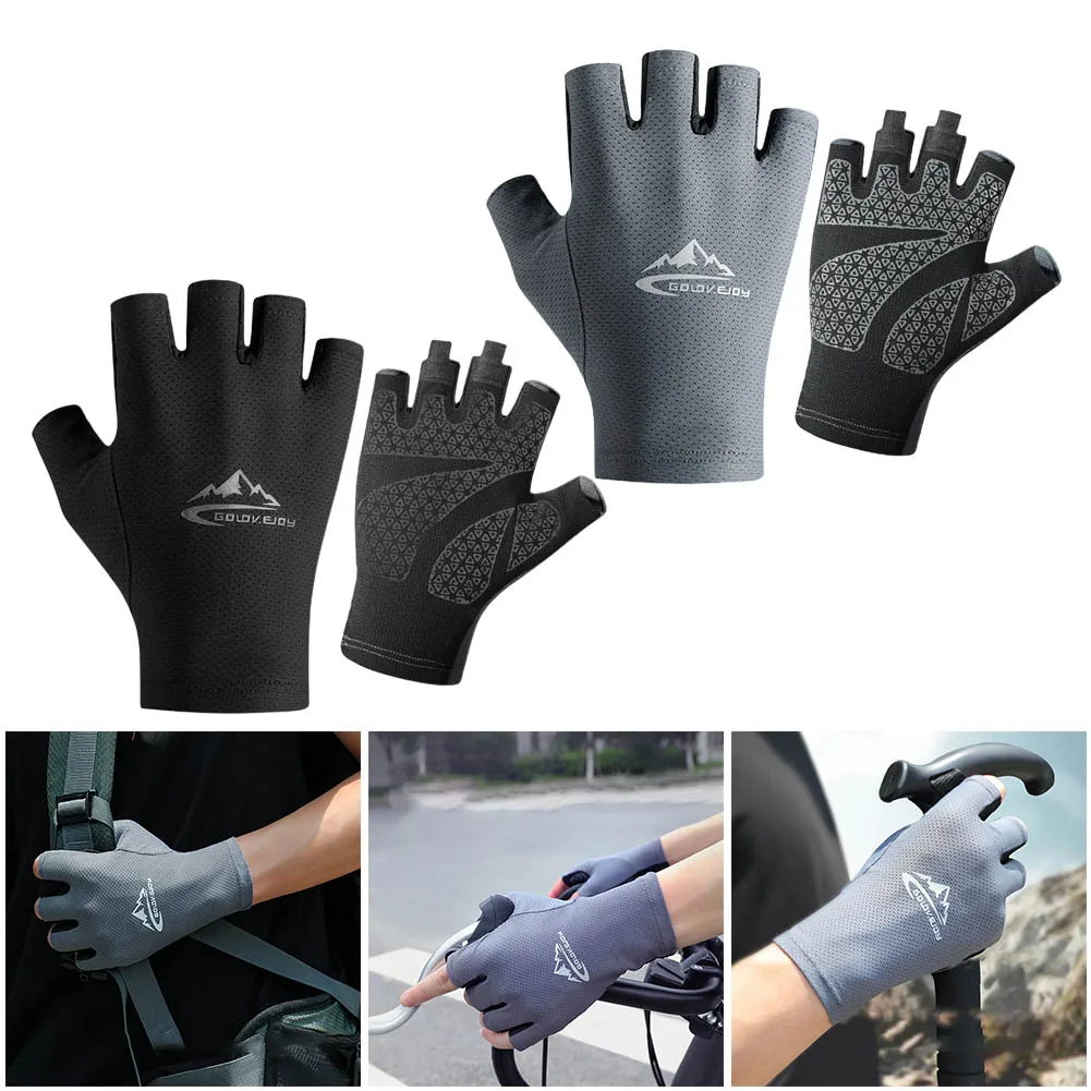

Half Finger Cycling Gloves Bike Bicycle Fishing UV Protection Ice Silk Gloves Breathable Anti-sweat Anti-slip Gloves For Hiking