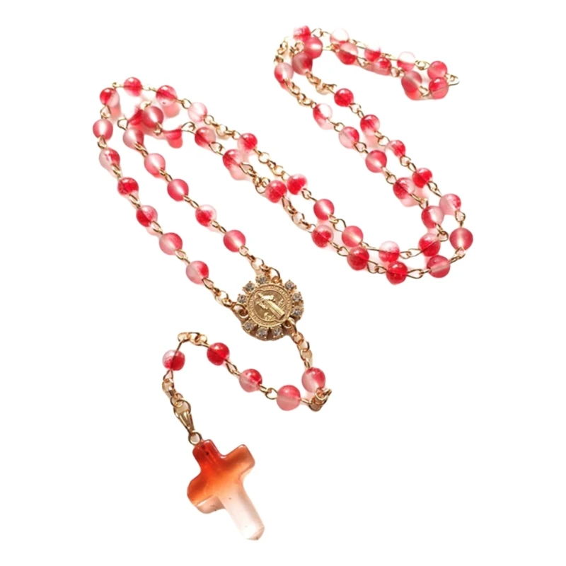 Роскошные стеклянные бусины ожерелье с четками кулон христианскими прозрачными