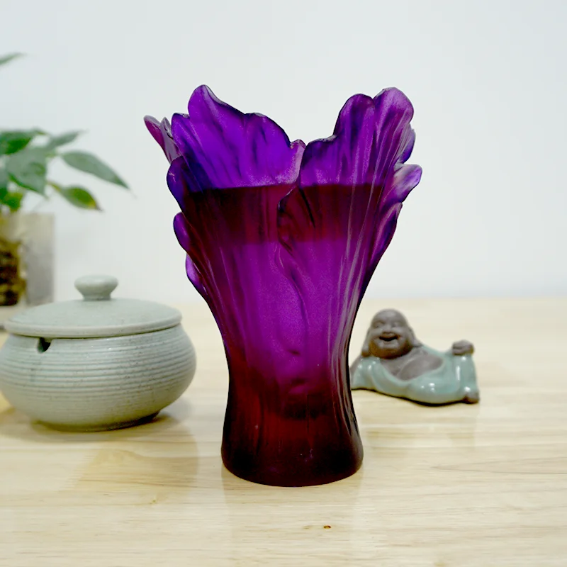 

Glass Pot Desktop Pendant Luxury Crystal Art Arab Home Decoration Oriental High-end Rose Flower Design Vase Flower Pot Stained
