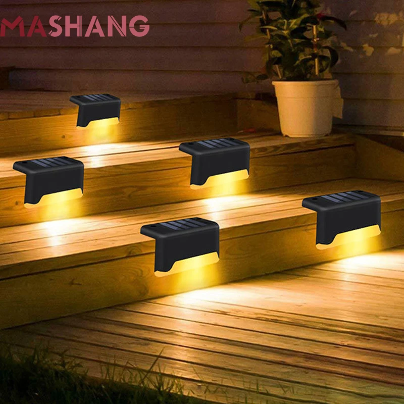 

Led Solar Lamp Path Stair Outdoor Waterproof Wall Garden Light Warm White Back Yard Patio Steps Fence Lamps Pathway Lighting