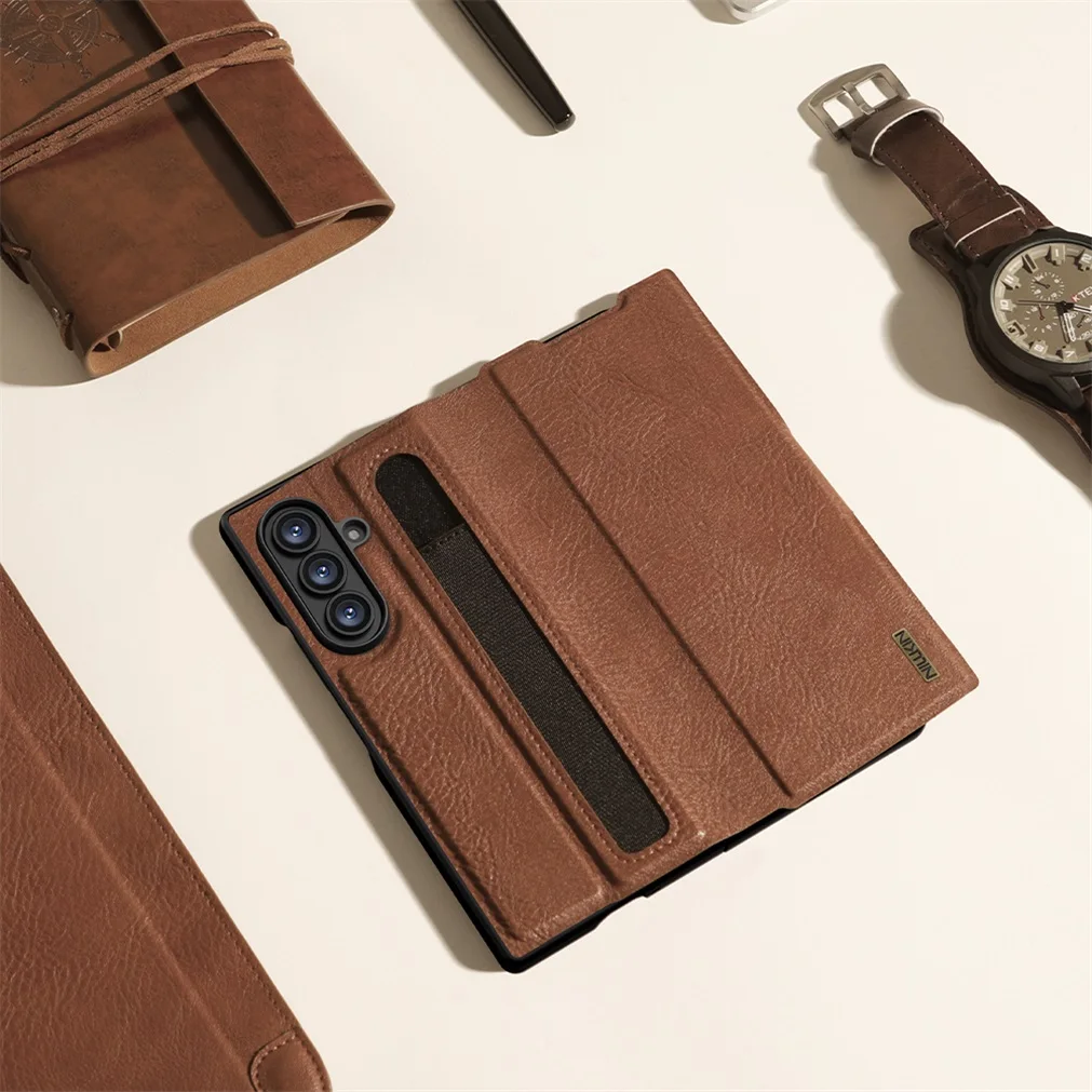 Для Samsung Galaxy Z Fold 7, флип-чехол Nillkin Aoge, винтажный кожаный чехол с карманом для карт, чехол для книги для Samsung Z Fold7, с слотом для ручки (art.: 3920cfd883de6) - 3920cfd883de6