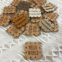 30pcs sewing labels customize logo for crochet clothing personalized leather tags for knitting hat square handmade craft label