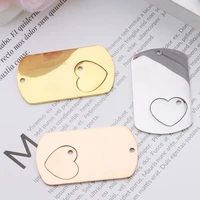 2pairs 100 stainless steel heart puzzle dogtags blank for engrave rose goldgoldsilver color metal tag mirror polished