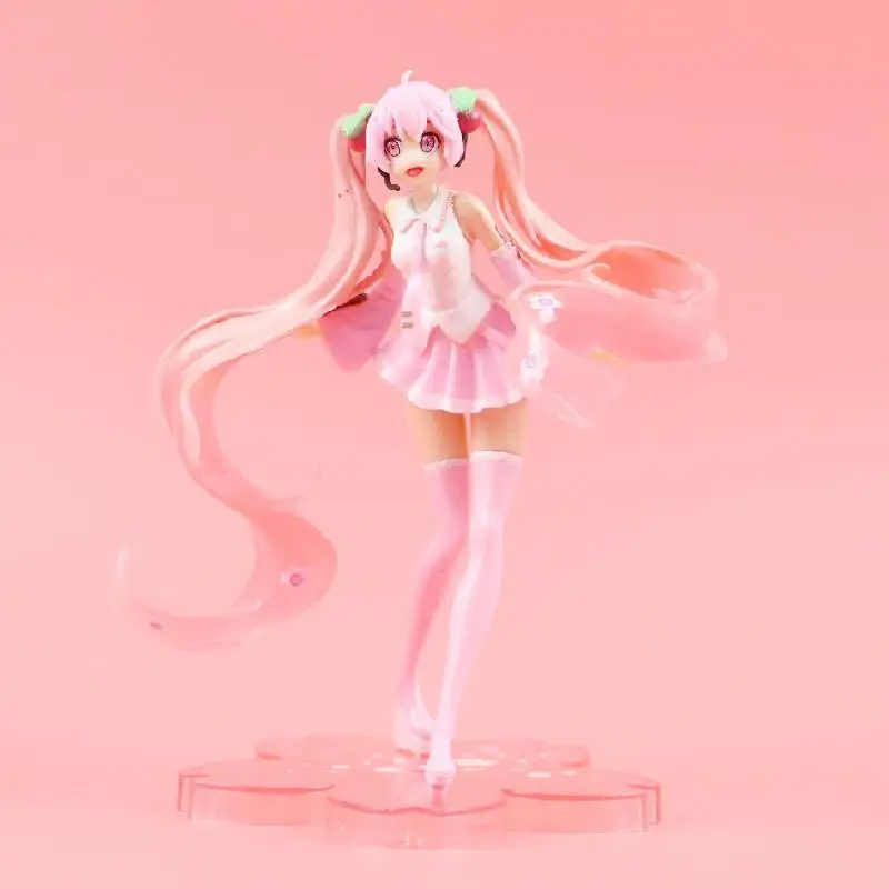 

19cm Anime Action Pink Sakura Hatsune Miku Cherry Blossom Movable Model Doll Collection Decort Toy Pvc Action Doll Hatsune Doll