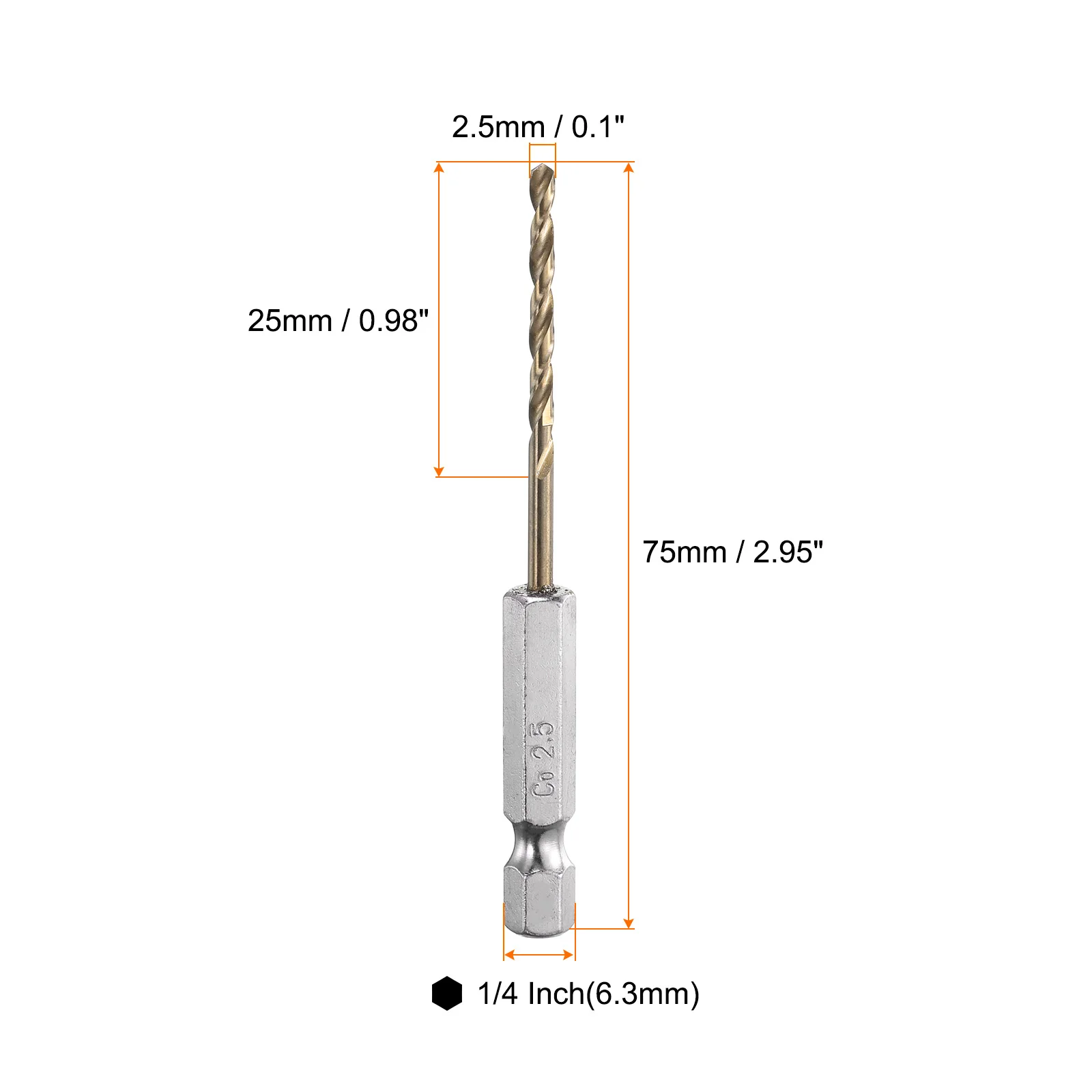 

4 шт. 1/1,5/2/2,5/2,8/3/3,2/3,5/4 мм спиральное сверло M35 HSS кобальтовое с быстрой сменой 1/4 "шестигранный хвостовик Jobber сверло для металла