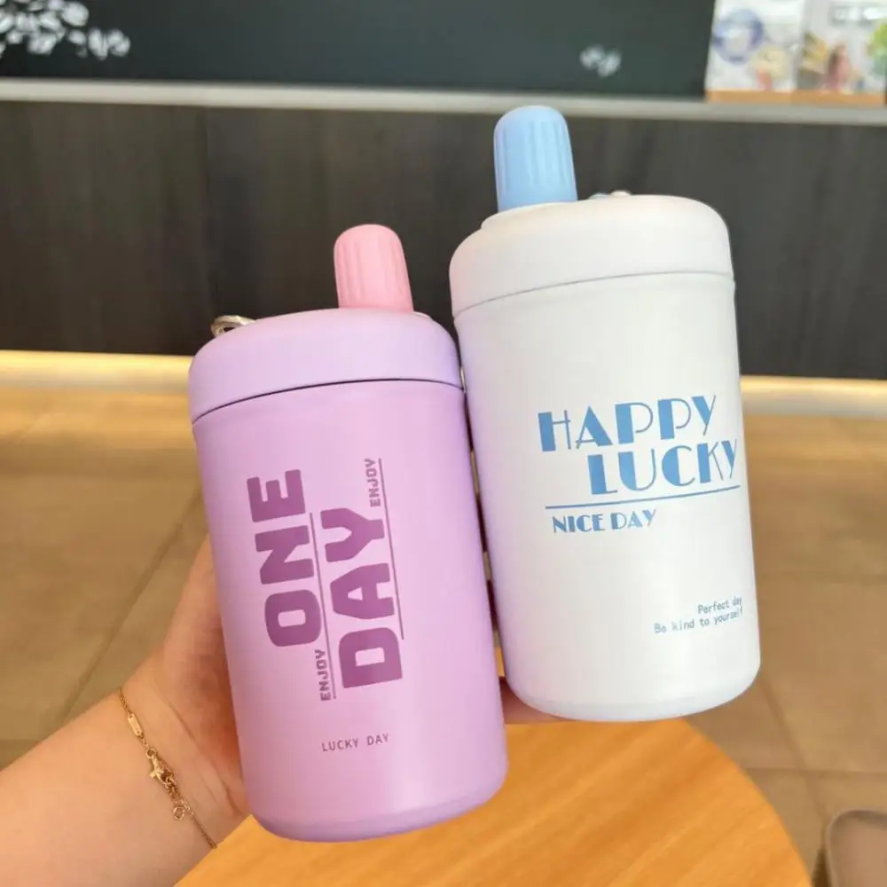 

Stainless Steel Straw Straight Cup Portable With Thermal Insulation Thermos Mug 400ml Vacuum Cup Water Bottle