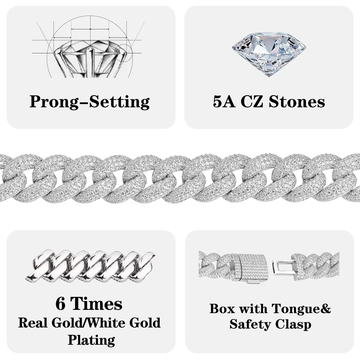 15/18 мм ширина ледяной пузырь кубинская цепочка в стиле хип-хоп блестящий полный