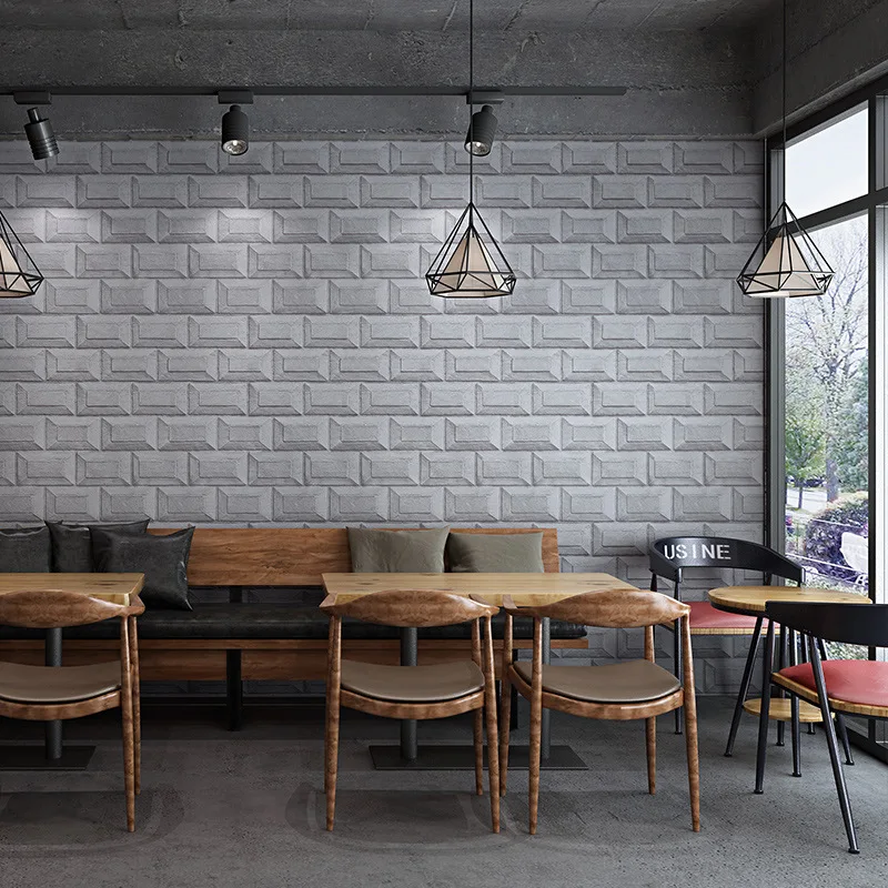 

3D 3D retro cement gray brick grain brick brick industrial wind wallpaper antique brick wallpaper restaurant clothing store