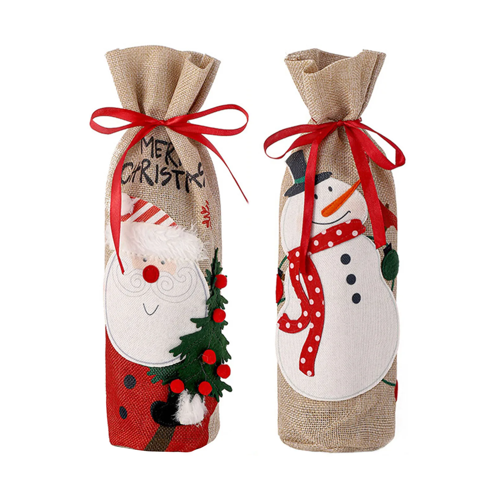 

Рождественские подарочные пакеты для вина, рождественские подарочные пакеты для вина, праздничные украшения для винных бутылок, мешочные с...