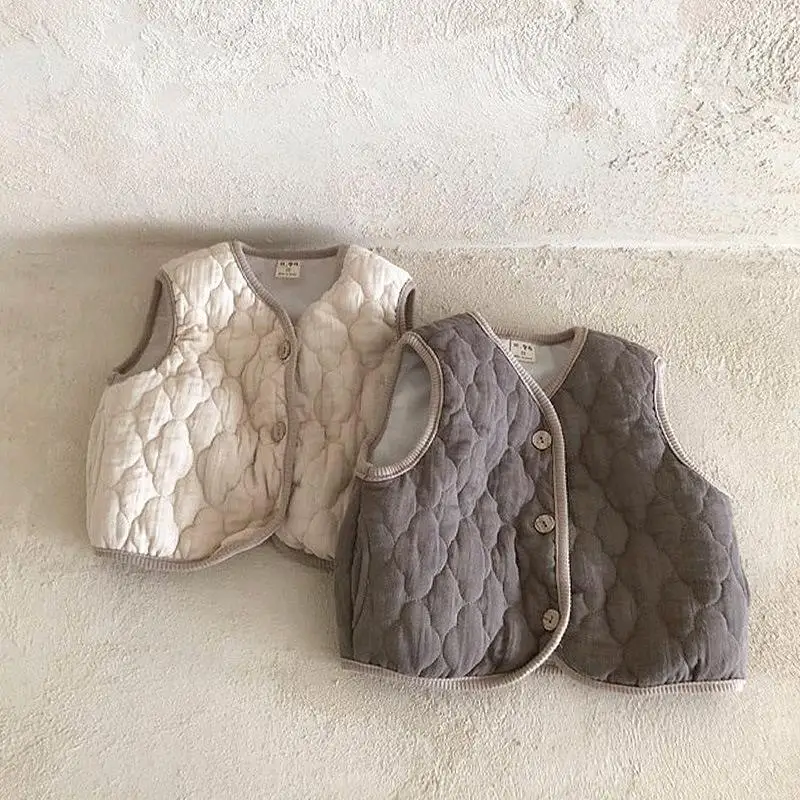 

Зимняя одежда для новорожденных, однотонный жилет 2022, утепленный теплый жилет для маленьких девочек и мальчиков, Детская верхняя одежда, хл...