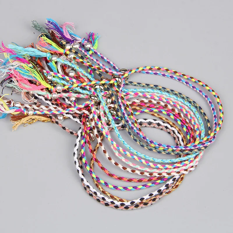 Плетеный браслет ручной работы в стиле бохо для женщин и мужчин цветные