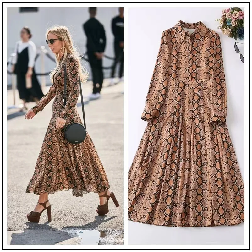 

Leopard Print Fashion Women Sexy Long Dress Full Sleeves Formal Elegant Lady Fall Ball Gown Dresses Evening Clothing