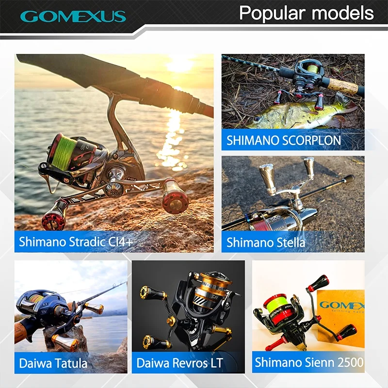 Фото Gomexus 1 шт. вращающаяся ручка катушки из алюминиевого сплава 20 мм для Shimano Stradic Vanford Ultegra Daiwa Fuego LT Zillion Baitcasting №5