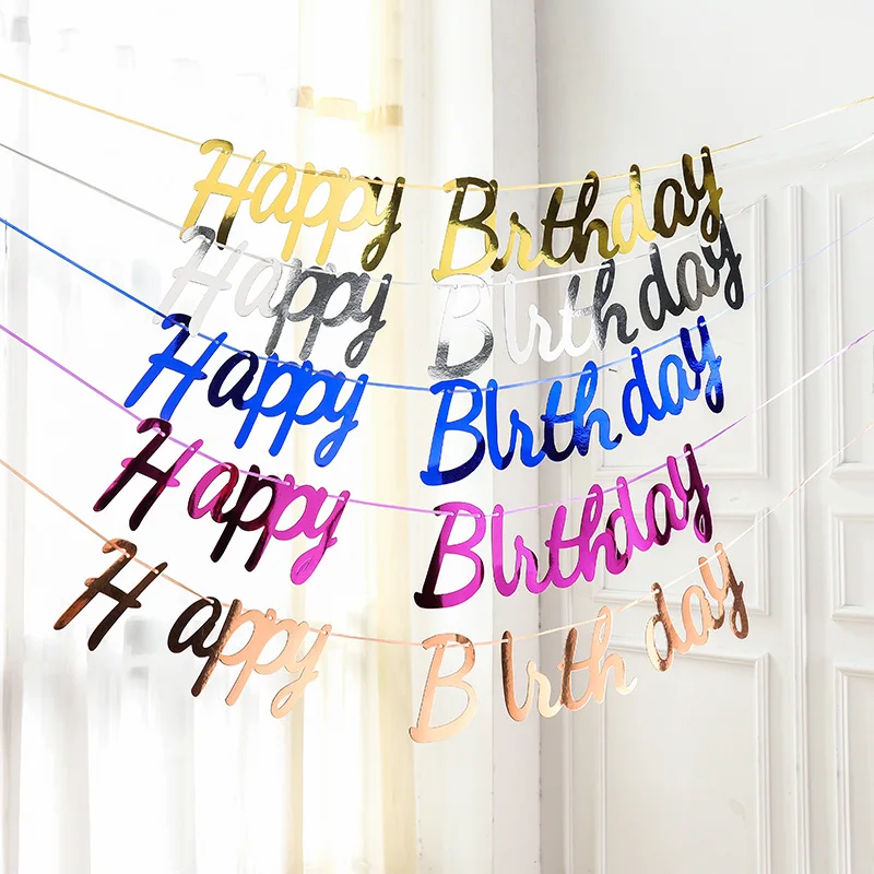 

Factory Wholesale Cheap Happy Birthday Letters Flags Banner for Background Wall Decoration