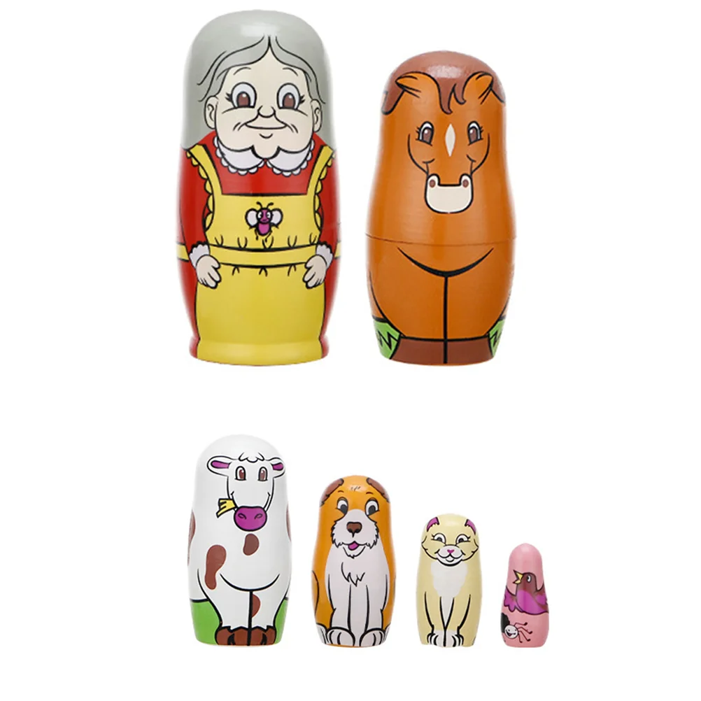 

Wooden Dolls Wooden Stacking Nested Set 5 Layers Old Toys For Children Kids Christmas Home Decoration Canvas for painting