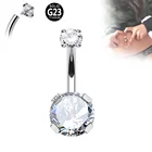 Пирсинг для пупка с кристаллами, модное украшение для пупка в форме сердца из титановой стали, квадратные кольца Стразы, 1 шт.