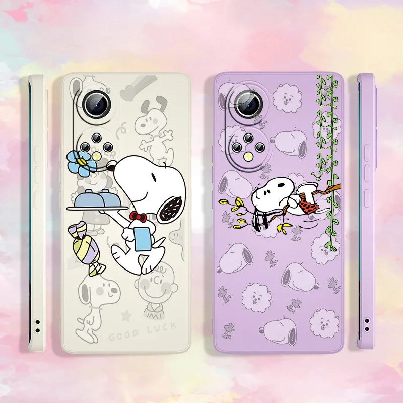 

Super nice Snoopy For Huawei Honor X20 30 30S Lite Pro Plus 5G V30 Pro 50 Pro SE 5G Lite 60 Pro SE Play3 Liquid Rope Phone Case