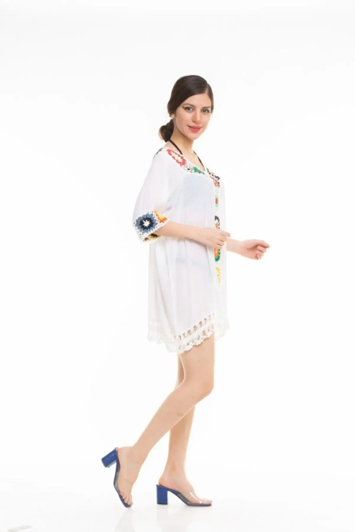 

Women's Pareo White Braided Swimwear Cover Up Dress Sexy Tunic Suit Beachwear Female Beach Bikini Cover Loose Mini Dress