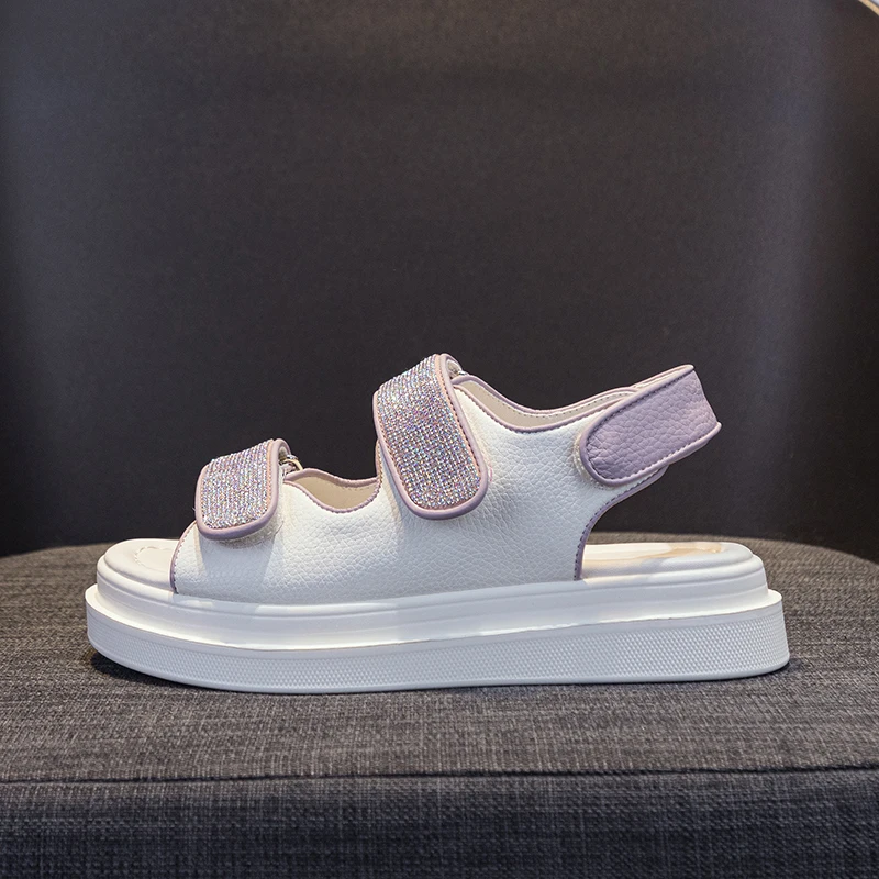 Summer Women Sandals 2023 Pumps Platform Shoes Girls Flats Fashion Leather Luxury Designer Roman Sandals Elegant Medium Heels