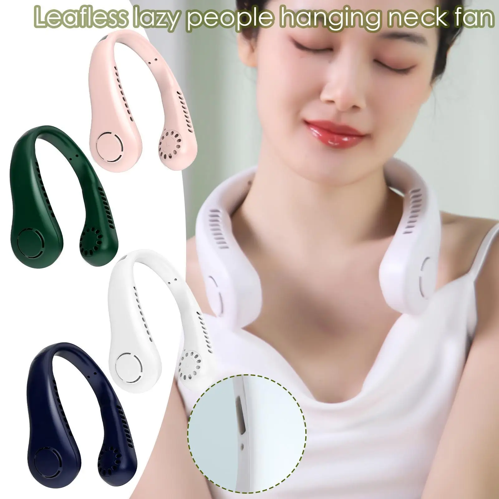 

Portable Bladeless Hanging Fans USB Rechargeable Leafless Mini Neck Fan Air Conditioner Cooling Sports Wearable Neckband Fans