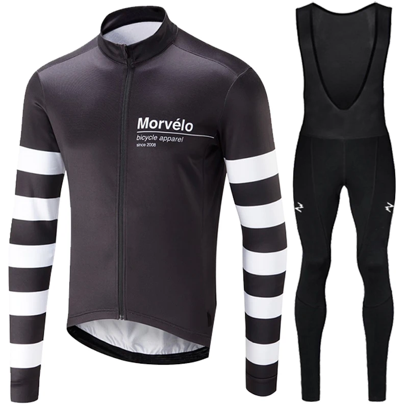 

Morvelo 2019 Long Sleeve Cycling Clothes Set poo team Jersey men suit Breathable outdoor sport wear bike MTB clothing 9D pad