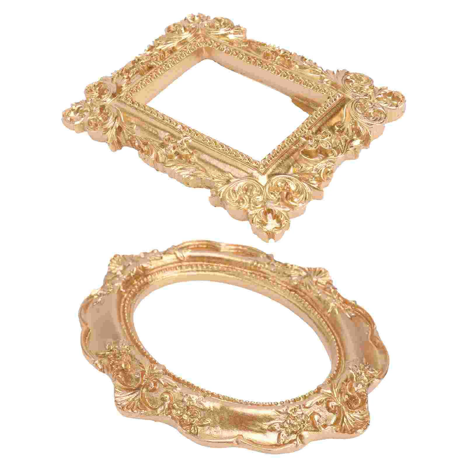 

Frame Photo Picture Frames Vintage Baroque Resin Holder Carved Display Golden Royal Oval Booth Wedding Tiny Retro Earrings Nail