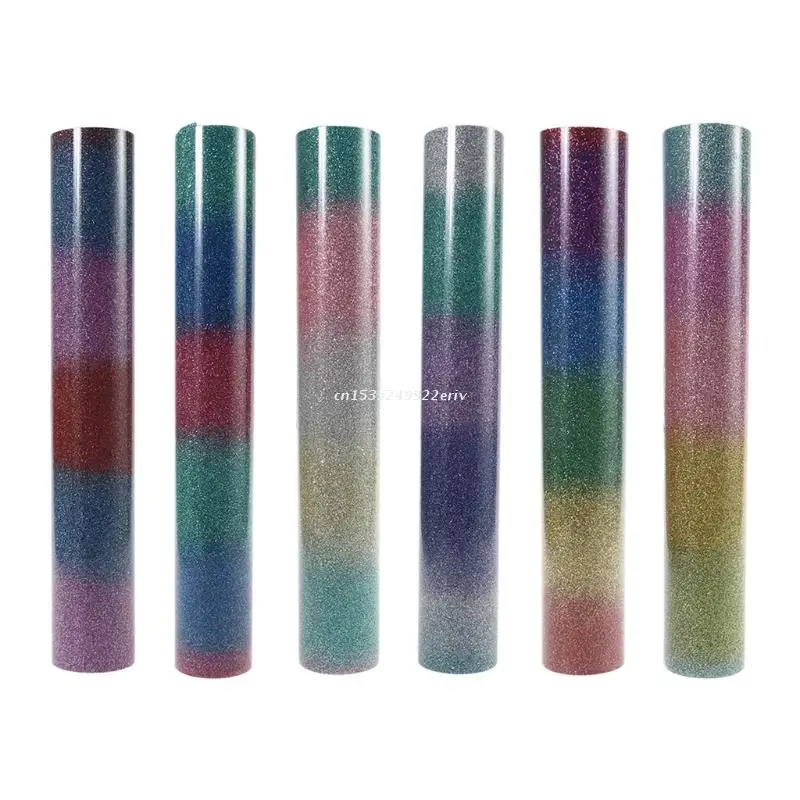 

Lettering Film Glitter Rainbow Heat Transfer Vinyl Roll Heat Press Iron DIY Man Women T-Shirts Craft Gifts Accessories Dropship