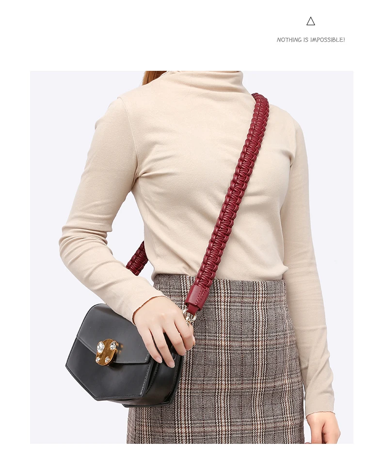 Women's Woven Leather Shoulder Belt Handmade Bag Belt Female Bag Accessories Shoulder Crossbody Bag Strap Handbag Purse Belt