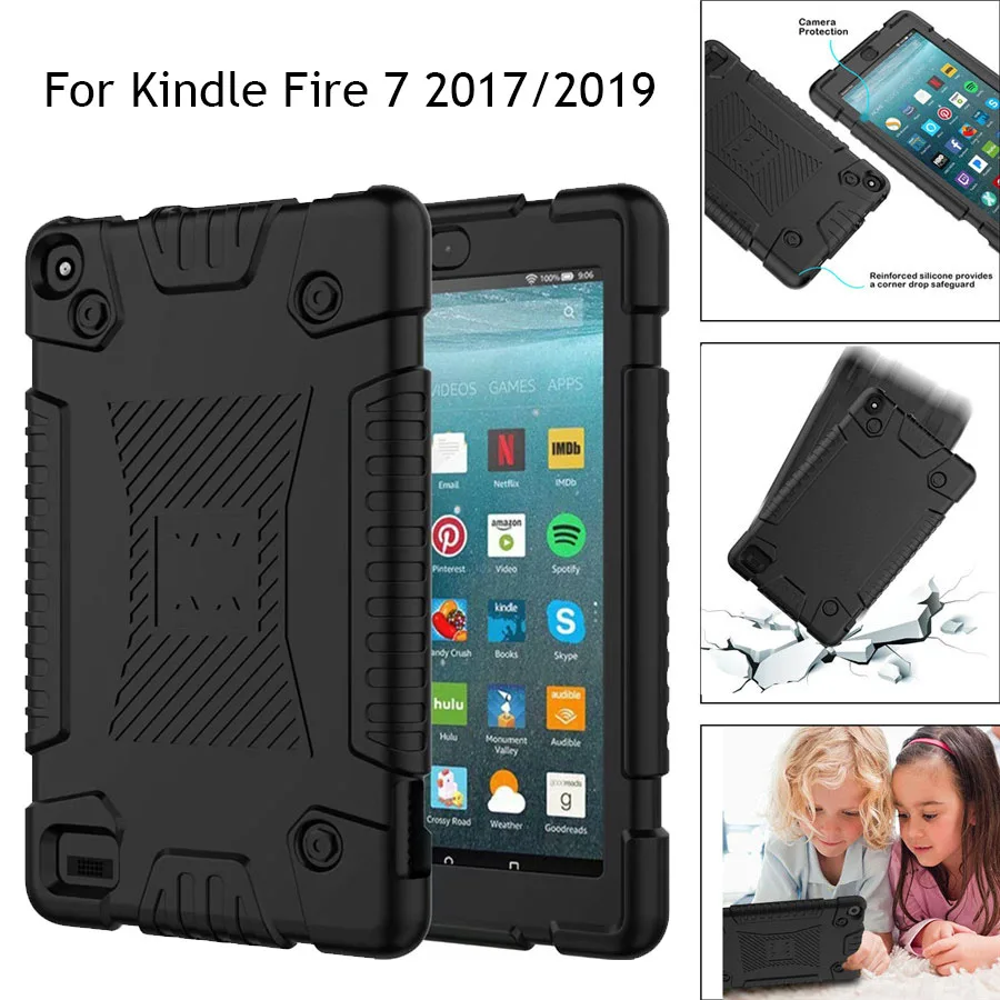 for Amazon Kindle Fire 7 2019 2017 Soft Silicone Case Shockproof Tablet Shell for new Kindle Fire 7 9th Generation 2019 Cover