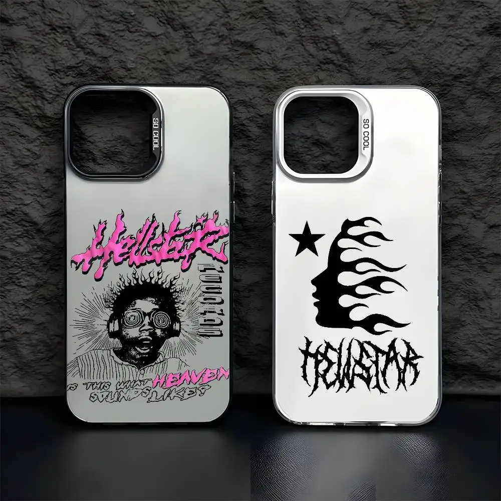 Фото H-HellstarS модный чехол для телефона с логотипом для IPhone 17, 16, 15, 14, 13, 12, 11 Pro Max, черный, фиолетовый, матовый, лазерный, металлический, Aurora Funda №1
