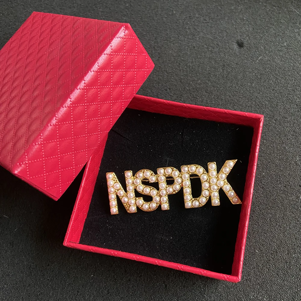 Greek alphabet NSPDK Pearl sisters Brooch with Gift Box