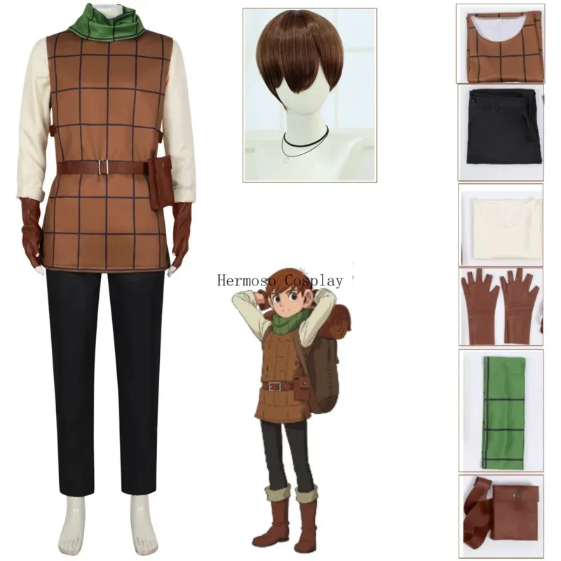 Аниме Delicious in Dungeon Chilchuck Tims Косплей Костюм Брюки Карманный Парик Lockpicker Униформа