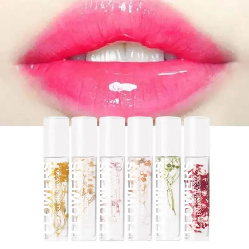 

Roll-on Dry Flower Lip Balm Clear Hydrating Lip Gloss Radom Color Lip Oil Soft Lip Makeup Primer Birthday Gift Make-up For Women