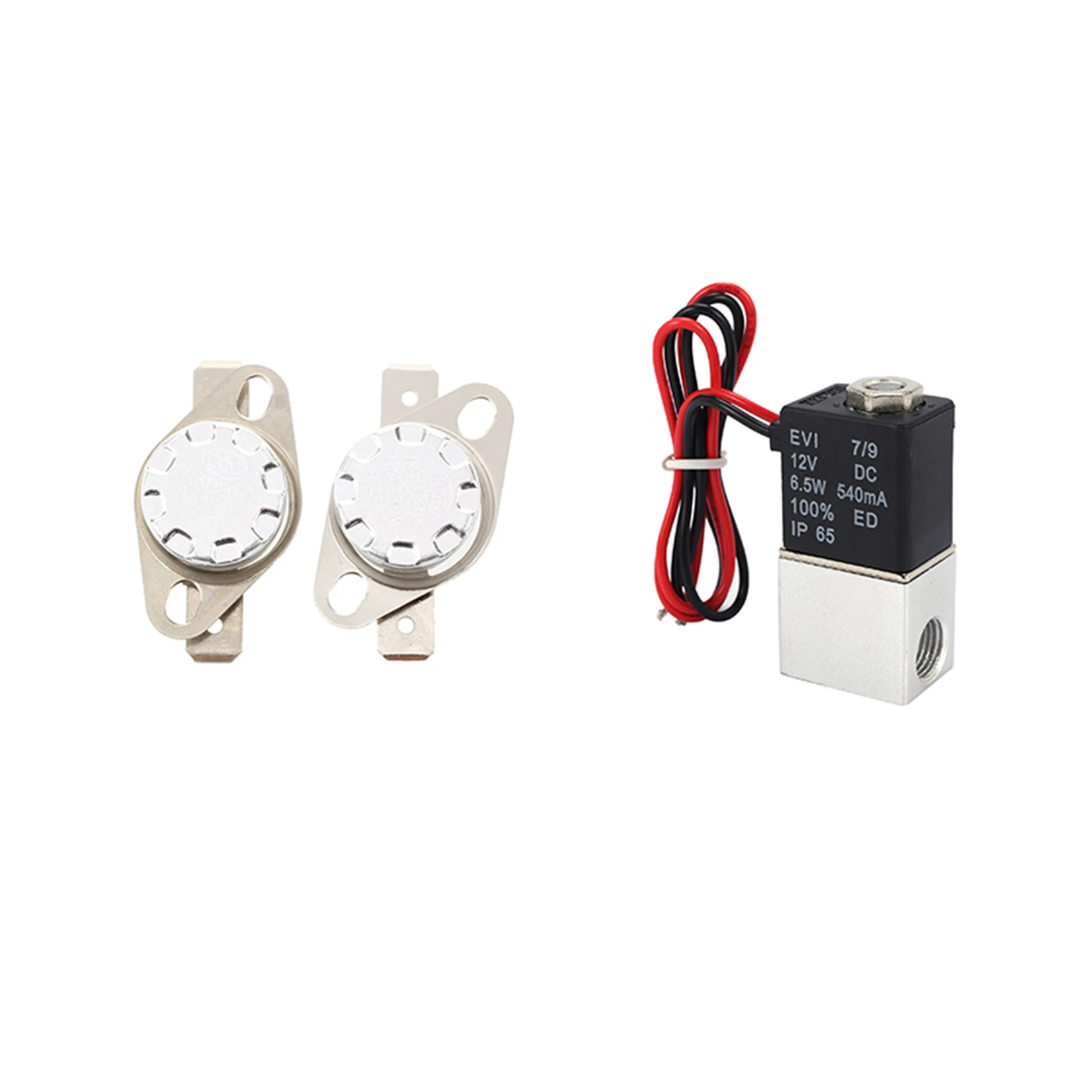 

2 Pcs Thermostat Temperature Controlled Switch KSD301 & 1 Pcs DC12V Solenoid Valve 1/4 Inch 2 Way Pneumatic Valves