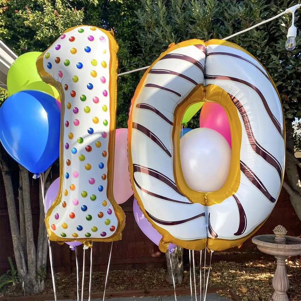 

32-Inch Imitation Ice Cream Digital Aluminum Balloon Donut Chocolate Children Birthday Party Arrangement Decoration Supplies