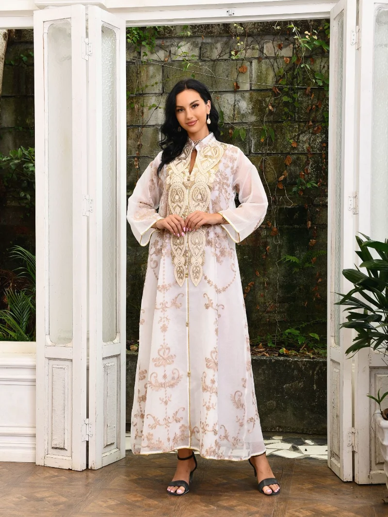 2023 Muslim Abayat Dress Embroidery Fashion Robe Femme Musulman Loose Women's Evening Dress for Middle East Dubai Arab