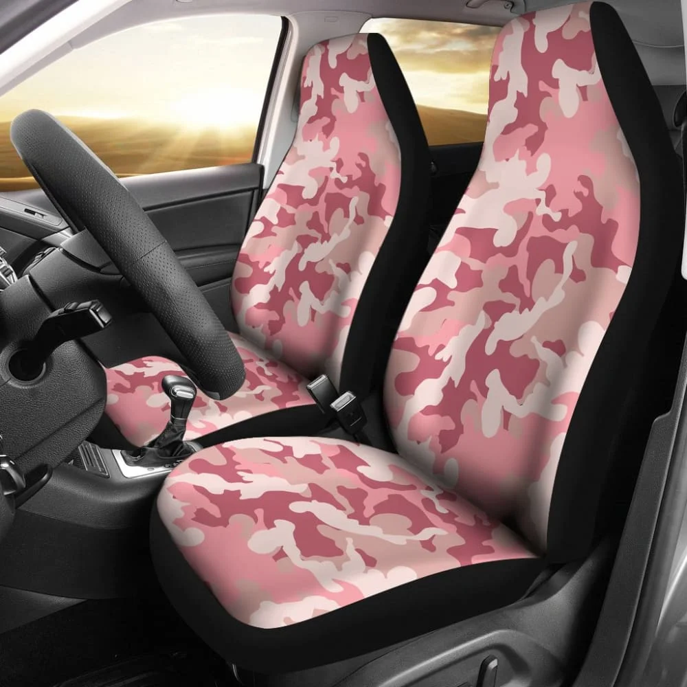 

Blush Pink And Rose Camouflage Car Seat Covers Set Camo Seat Protectors,Pack of 2 Universal Front Seat Protective Cover