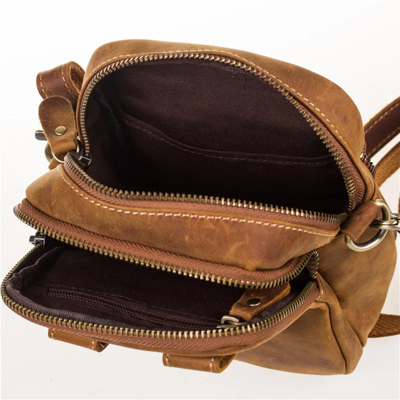 Men's Waist Bags Chest Vintage Genuine Leather Men's Belt Bag Hip Bag Men Phone Purse Fanny Man Brand Shoulder Bag