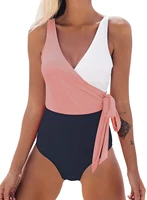 womens one piece swimsuit wrap color block tie side bathing suit high waist bikini swimming suit for women swimsuits