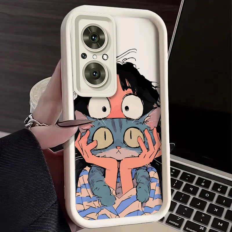 Nova 9SE Чехол для телефона Девушка и кошка New Sky Eye Huawei Y9 Y91 Y90 9Pro 9 10Lite Y70 Y7A Y70Plus Y6S 6SE Cover