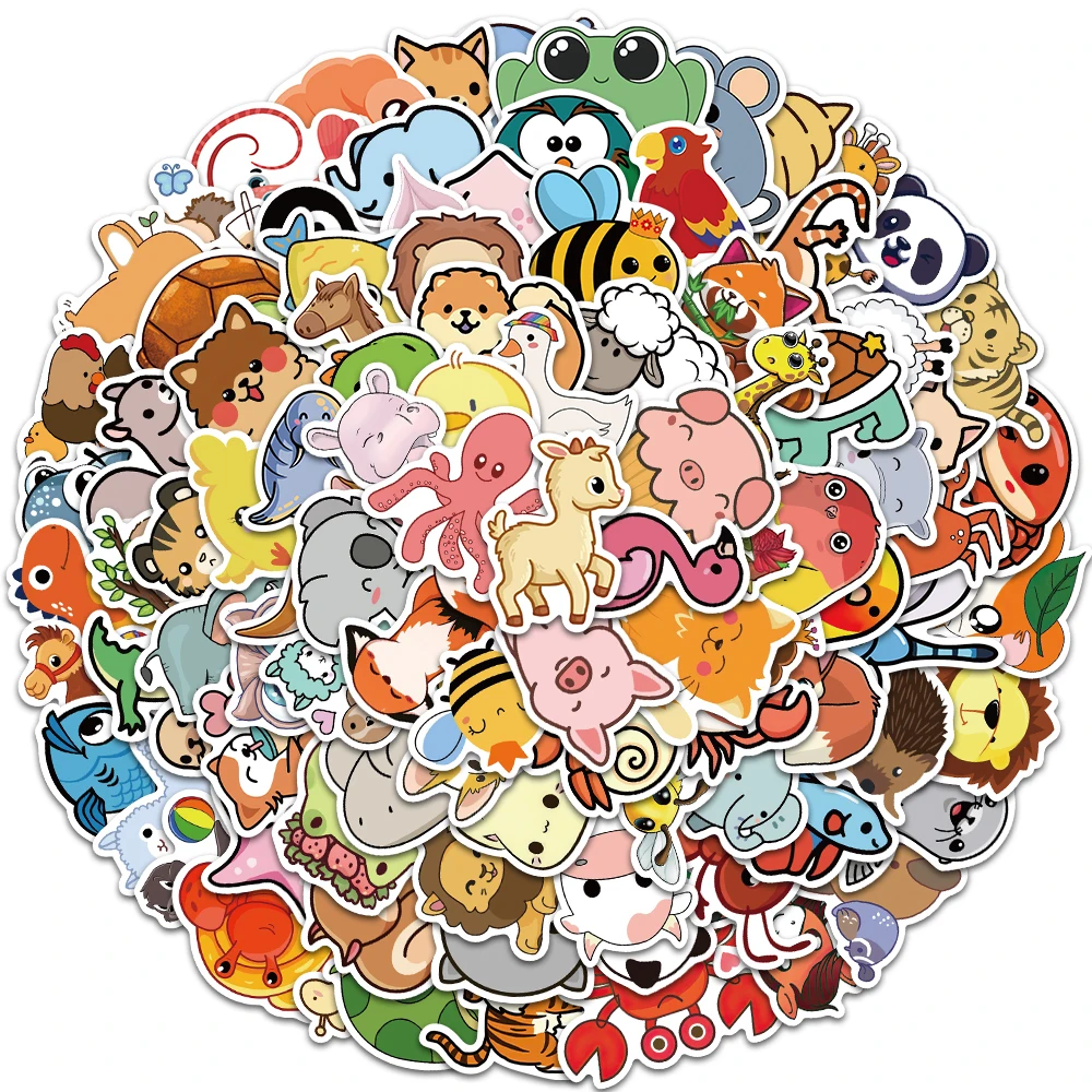 

10/50/100pcs Mixed Cartoon Animal Cute Bird Fox Kawaii Sticker Car Motorcycle Travel Luggage Phone Guitar Laptop Cartoon Sticker