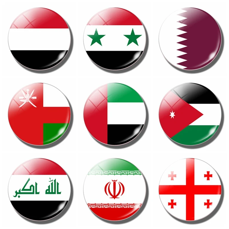 UAE Flag 30 MM Fridge Magnet Glass Magnetic Refrigerator Stickers Iran Iraq Israel Jordan Kuwait Azerbaijan Lebanon Oman Turkey