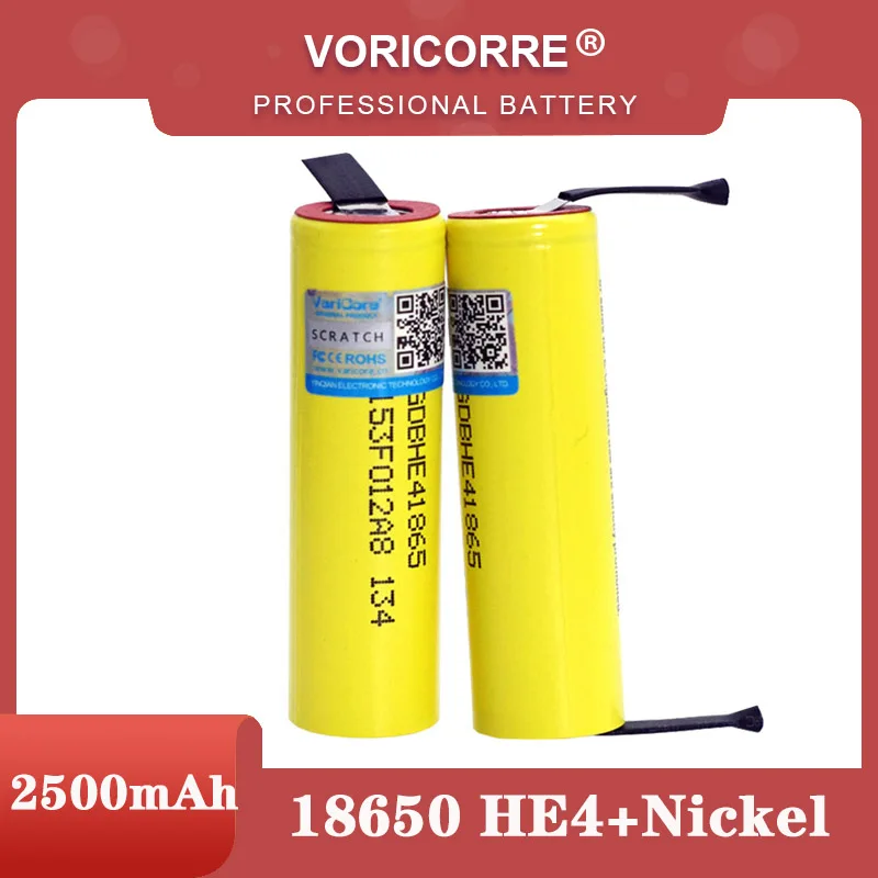 

VariCore New Original HE4 2500mAh Li-lon Battery 18650 3.7V Power Rechargeable batteries Max 20A,35A discharge + Nickel sheet