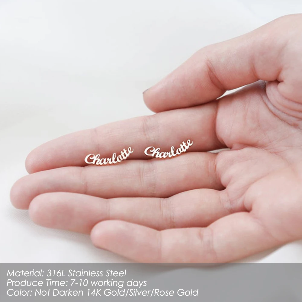 Orazio Customized Name Earring for Women Gold Color Personalized Letter 316L Stainless Steel Stud Earring Jewelry Gift Wholesale