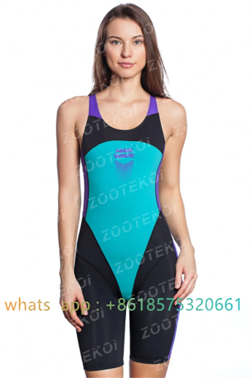 2023 Women One Piece Bodysuit Swimming Pro Sports Swimwear Knee-length Sport Swimsuit Beach Wear Training Bathing Suit