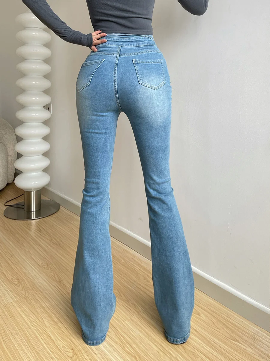 

2023 Autumn New TVVOVVIN Spicy Girls High Waist Sexy Spicy Girls Micro Horn Jeans Women's Tight Wrapped Hip Denim Pants FH7F