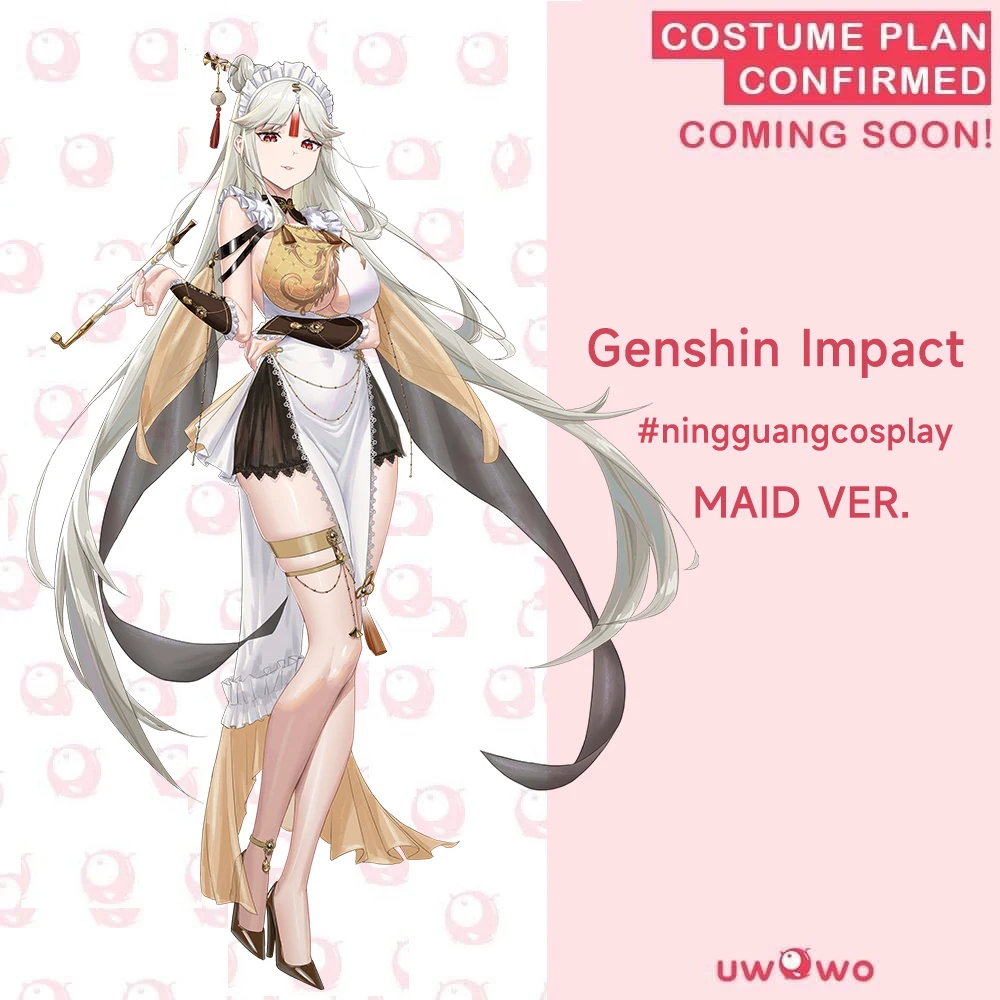 

$1 депозит = $8 купон UWOWO Genshin Impact Cosplay Fanart: Ningguang Maid Sexy Ver. Костюм для косплея