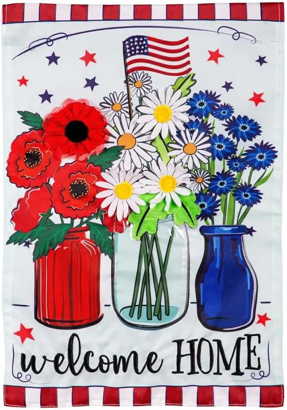 Вечнозеленый флаг патриотический цветочный Садовый 12x18 двусторонний |