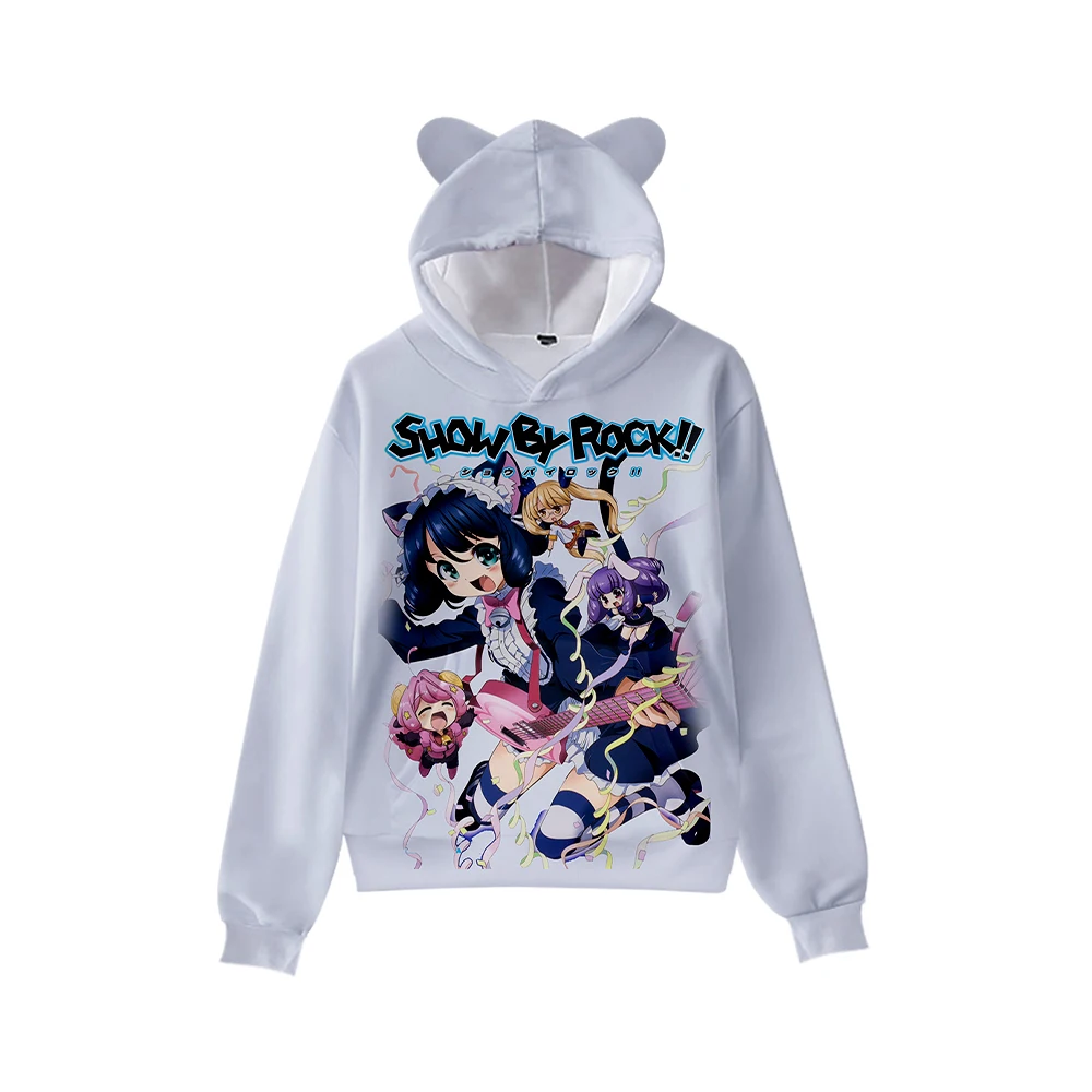 

Anime SHOW BY ROCK 3D Print Kids Hoodie Boys Girls Harajuku Sweatshirts Streetwear Hip Hop Cat Ears Sweatshirts Hoodie Cosplay